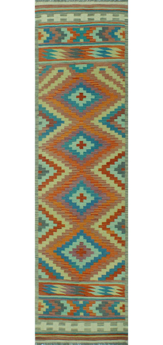 Sangat Kilim Irvette Orange/Gray Runner, 2'6x9'9