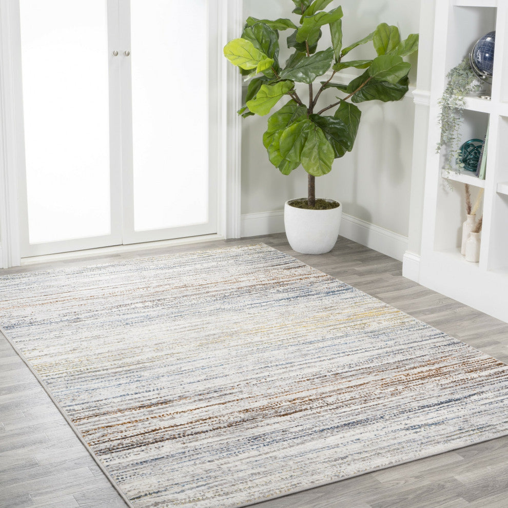 Loom Modern Strie' Gray/Blue/Orange 3 ft. x 5 ft. Area Rug