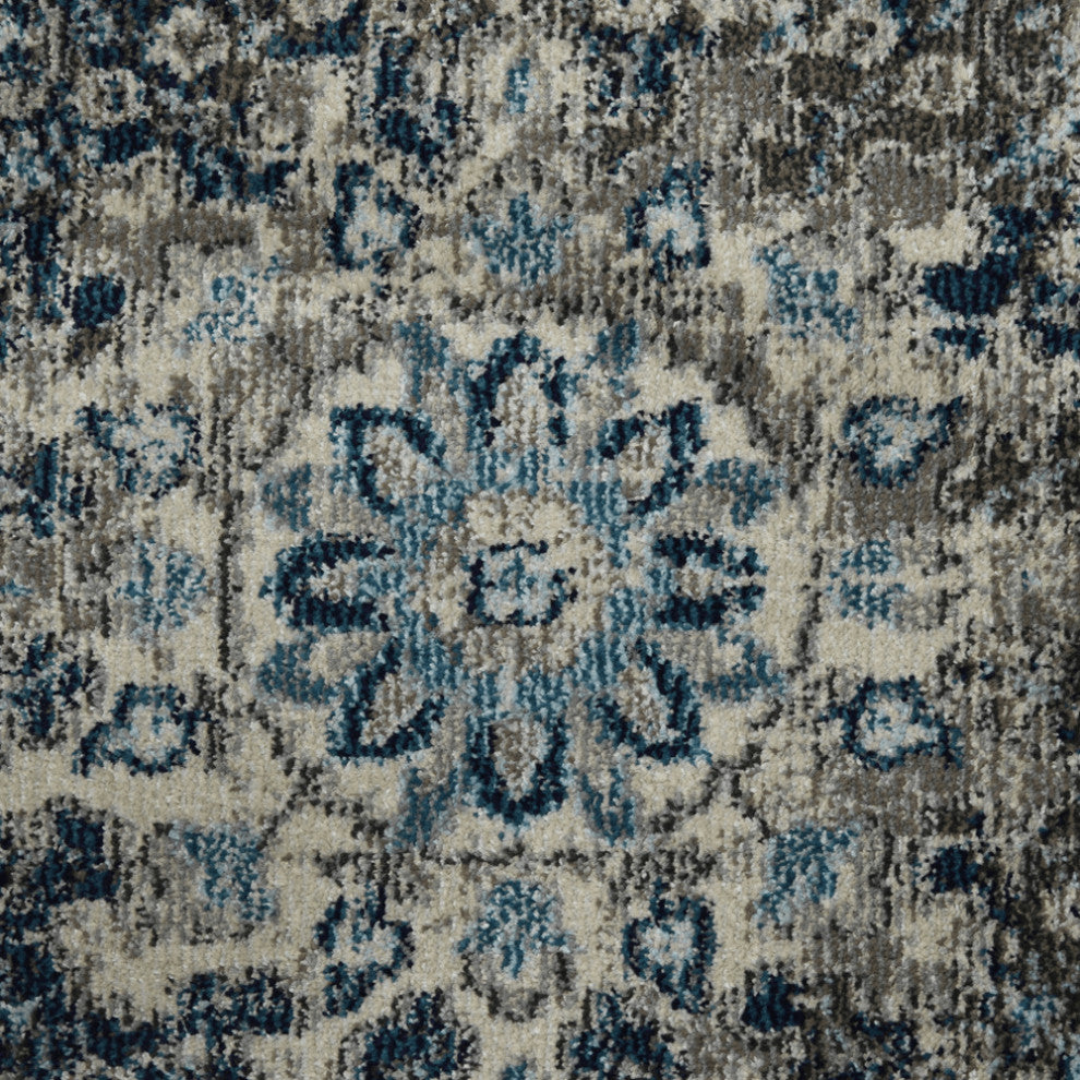 8' x 11' Teal Blue Medallion Power Loom Area Rug