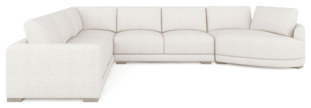 Laguna 166" Modular Feather-Cushion Sectional Sofa, Wheat Cream Beige Polyester Tweed, Right-Arm Facing