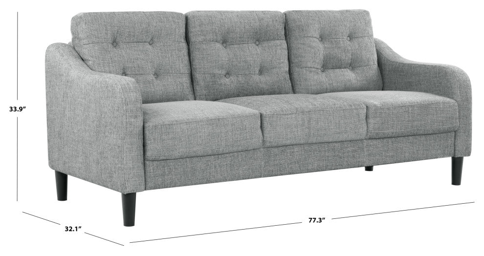Safavieh Couture Nathaniel Tufted 3 Seater Sofa, Grey