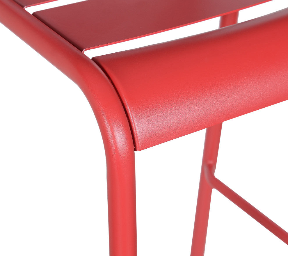 Dana Stackable Outdoor Patio Barstool, Frosted Red, Set of 4