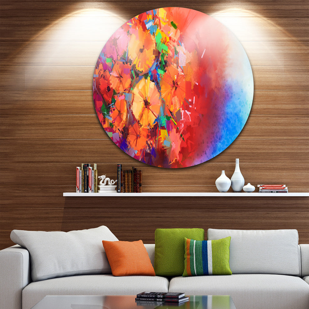 Bouquet Of Gerbera Flowers, Floral Round Wall Art, 23"