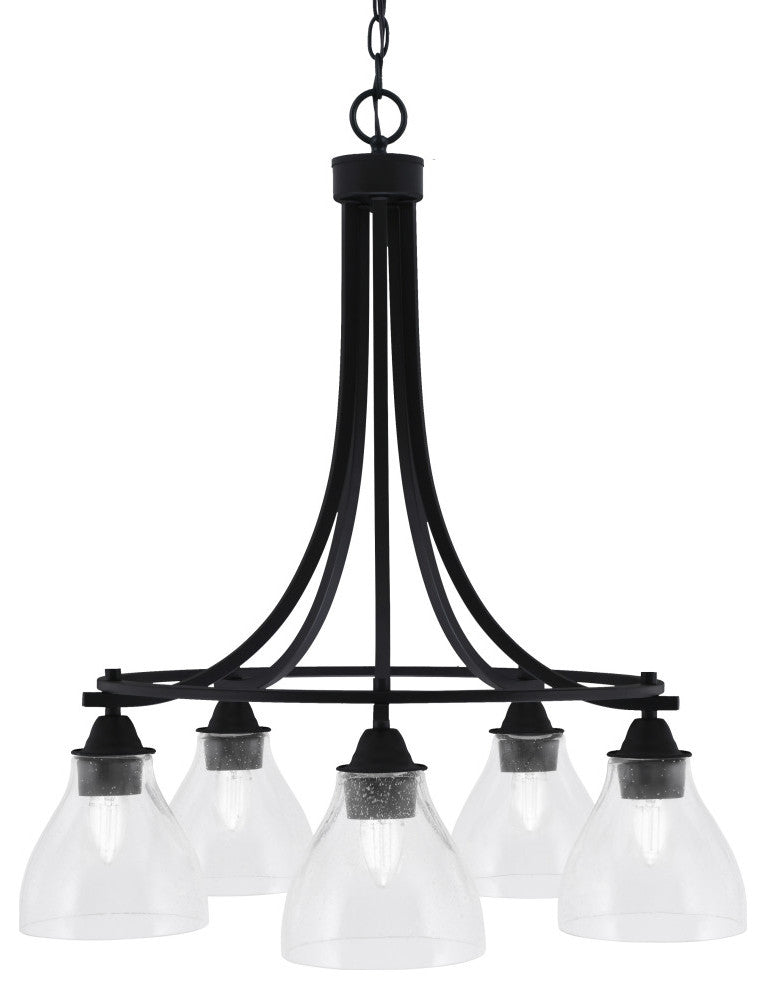 Paramount 5-Light Chandelier, Matte Black, 6.25" Clear Bubble Glass