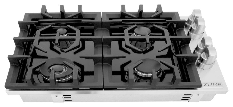 ZLINE 30" Dropin Gas Stovetop with Gas Burners and Black Porcelain Top(RC30-PBT)