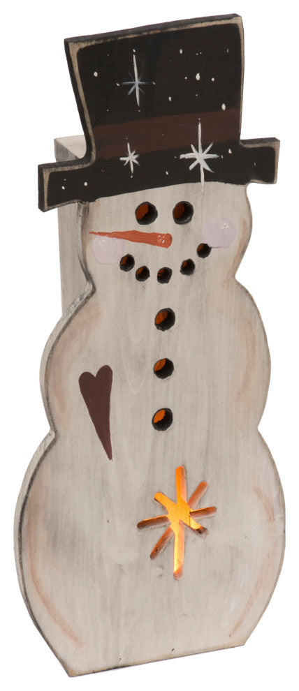 Farmhouse Luminary Snowman with Light Up Star