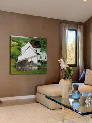 "Helping Dad Paint" Painting Print on Canvas by John Clymer