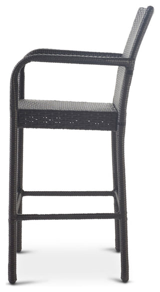 GDF Studio Dunedin Outdoor Gray Wicker Barstools, Set of 4