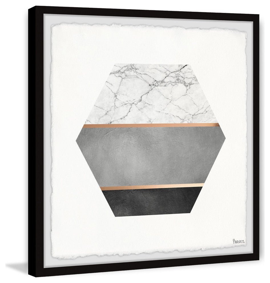 "Hexagon Marble" Framed Painting Print, 24"x24"
