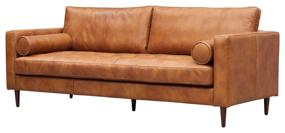 Alamo Top Grain Leather Sofa, Light Brown