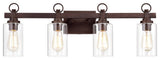 CHLOE Exton Transitional 4 Light Oil Rubbed Bronze Bath Vanity Fixture 29" W