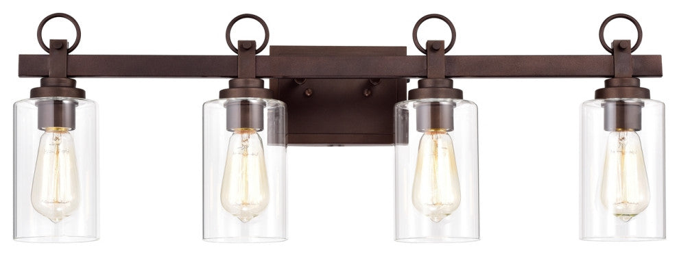 CHLOE Exton Transitional 4 Light Oil Rubbed Bronze Bath Vanity Fixture 29" W