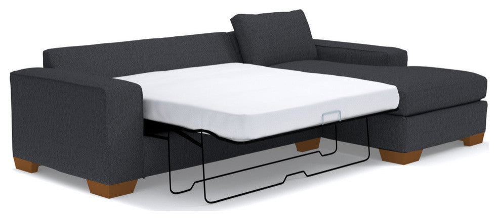 Apt2B Melrose 2pc Sectional Sleeper, Cobalt Velvet, Innerspring Mattress, Rt Chs
