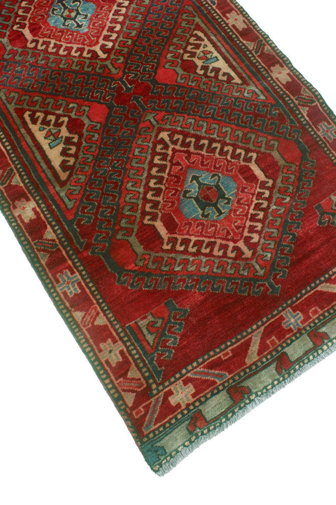 Fine Vintage Distressed Ellie Burgundy/Beige Runner, 3'2x9'5