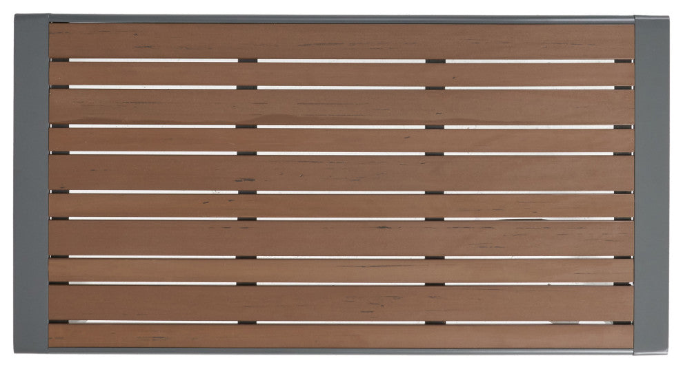 Trimble Outdoor Aluminum Coffee Table, Gray and Brown