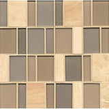 12"x12" Manhattan Glass/Stone Brick Pattern Mosaic, Battery Park