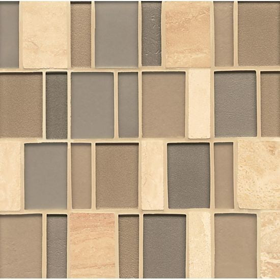 12"x12" Manhattan Glass/Stone Brick Pattern Mosaic, Battery Park