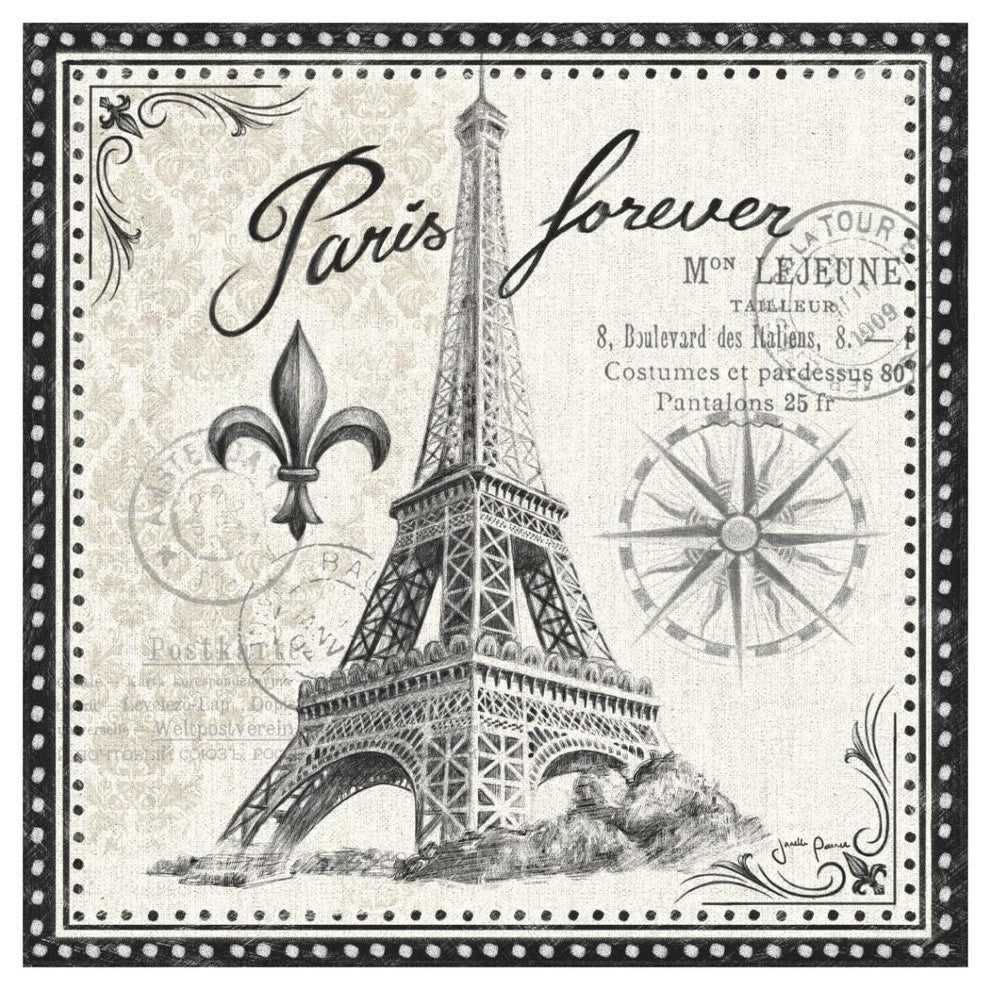 "Bonjour Paris III Dark" Digital Paper Print by Janelle Penner, 42"x42"
