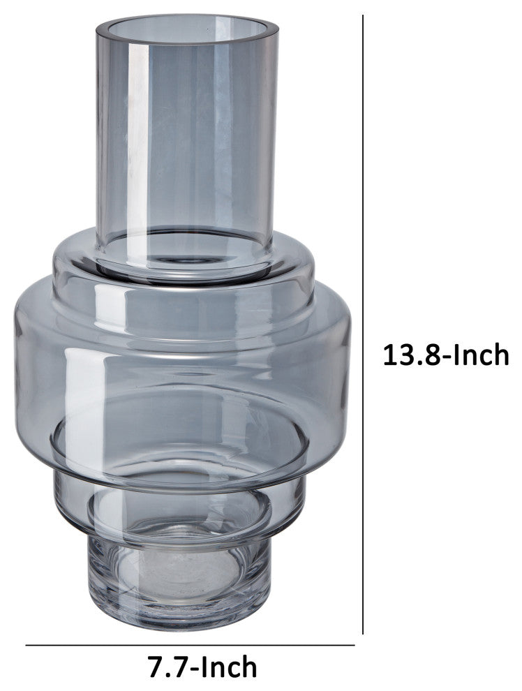 Benzara BM285601 Alma 14" Vase, Geometric Design, Silver Luster Glass Frame