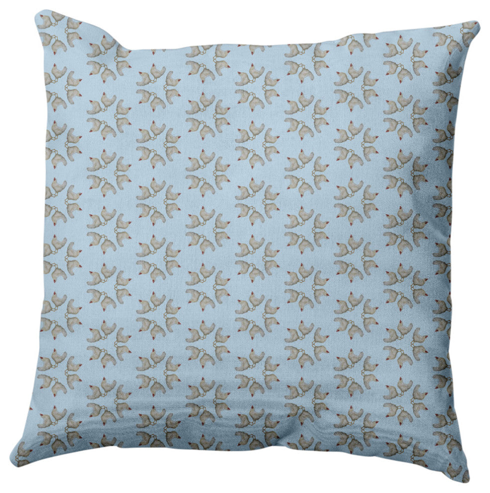 Chickens-go-round Easter Decorative Throw Pillow, After Rain Blue, 16x16"