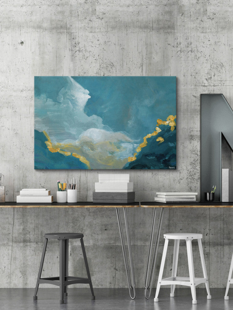 "Blue Mountain Horizon" Painting Print on Wrapped Canvas, 24"x16"