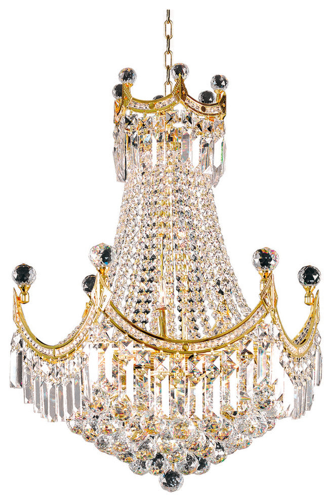 Artistry Lighting Corona Collection Hanging Crystal Chandelier 24x32, Gold