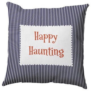 Happy Haunting Ticking Accent Pillow, Navy, 26"x26"