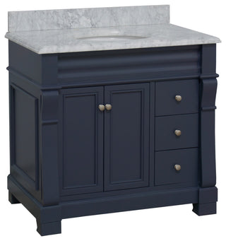 Westminster Bath Vanity, Base: Marine Gray, 36", Top: Carrara Marble