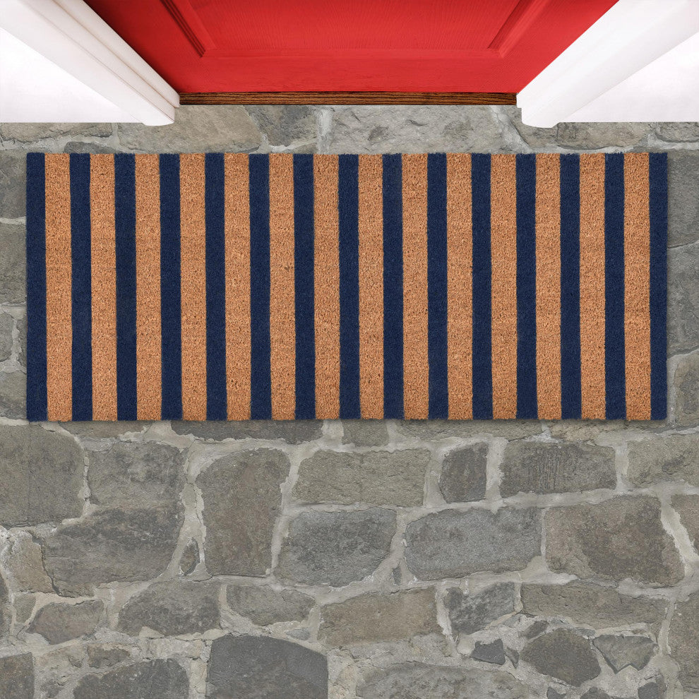 Striped 24x57 Coir Doormat by Kosas Home, Navy Stripe