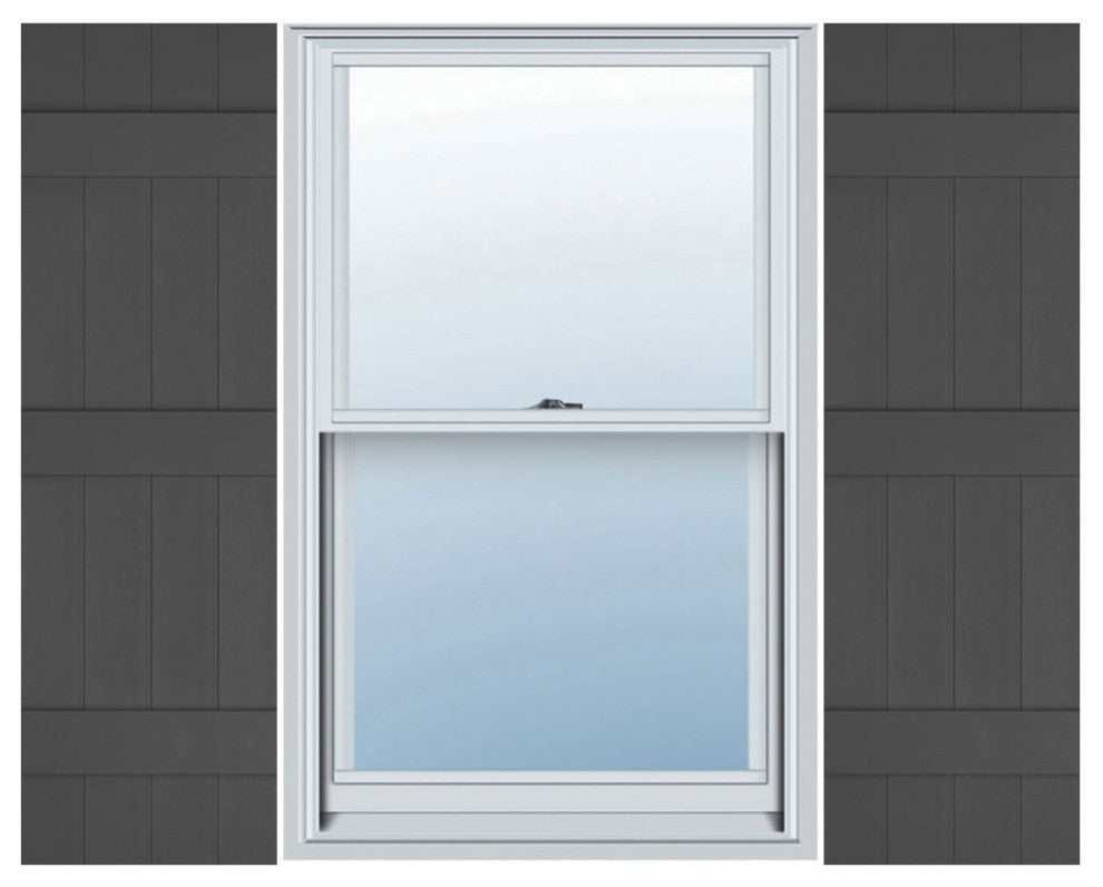 Lifetime Vinyl Standard 4-Board Joined Board-n-Batten Shutters, Gray 018