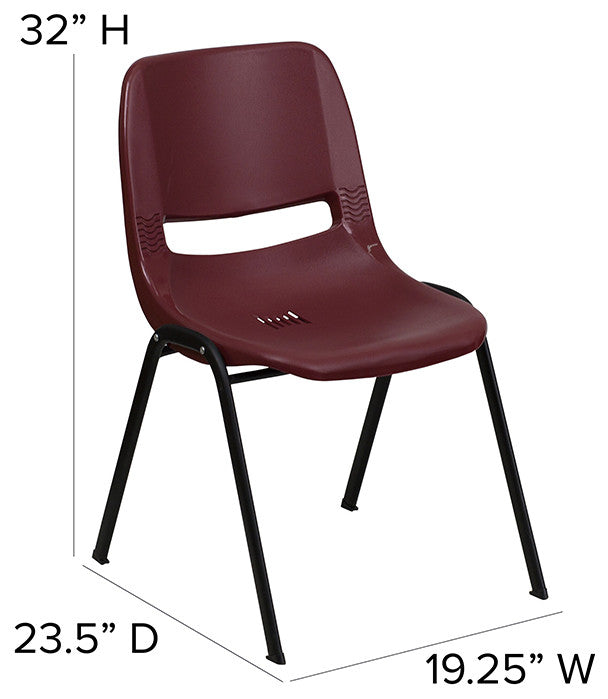 Flash Furniture Hercules Ergonomic Shell Back Stacking Chair in Burgundy