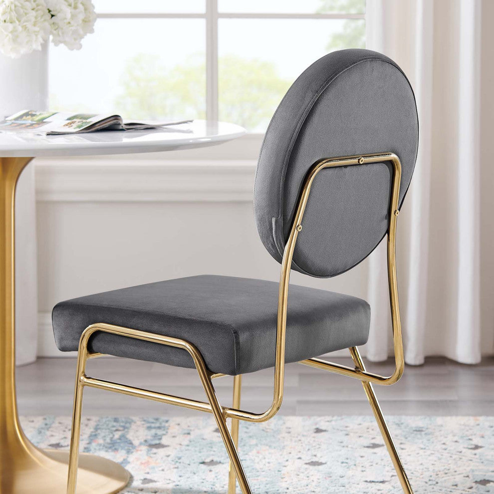 Craft Performance Velvet Dining Side Chair, Gold Gray