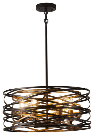 6-Light Vintage Flat Iron Ring Ceiling Light Chandelier Black Bronze Pendant