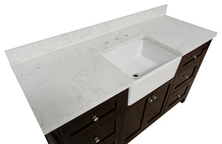 Yorkshire 60" Bathroom Vanity, Chocolate, Engineered Marble, Single