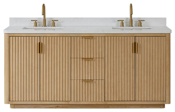 Vinnova Cadiz Bath Vanity, Composite Stone Top, Washed Ash Grey, 72", No Mirror