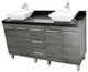 Windbay 60" Free Standing Double Vanity, Dark Grey, Black Stone Thick Countertop