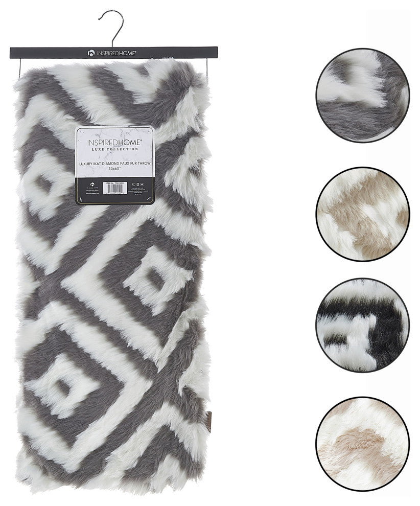 Inspired Home Hillary Throw Luxuriously Soft, Acrylic 50"x60", Gray