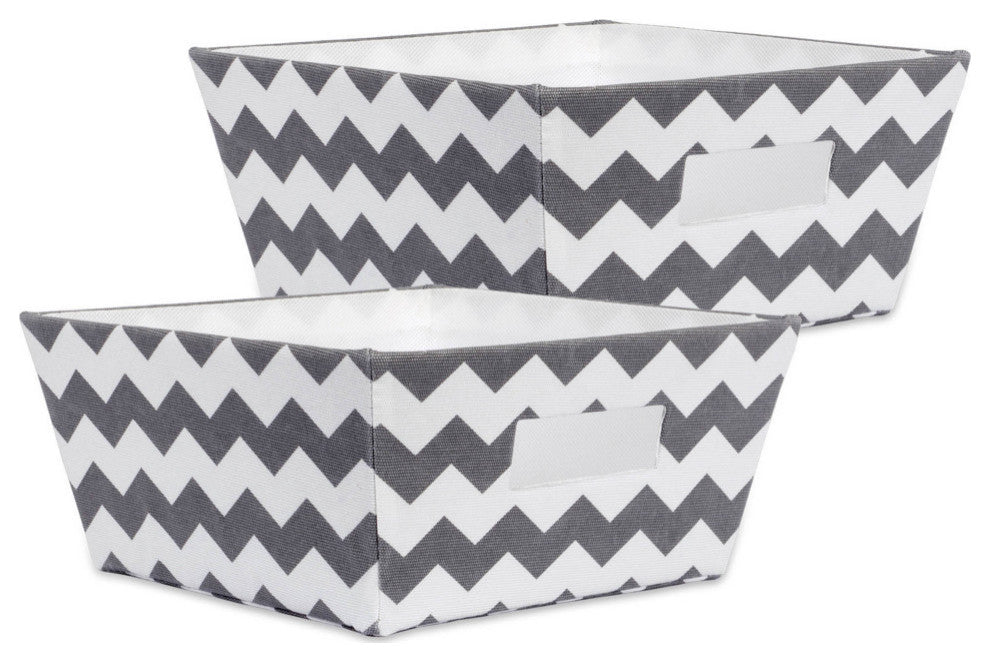 Polyester Bin Chevron Gray Trapezoid 11"x11"x5", Set Of 2