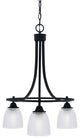 Paramount Downlight 3-Light Chandelier, Matte Black, 5" Clear Ribbed Glass