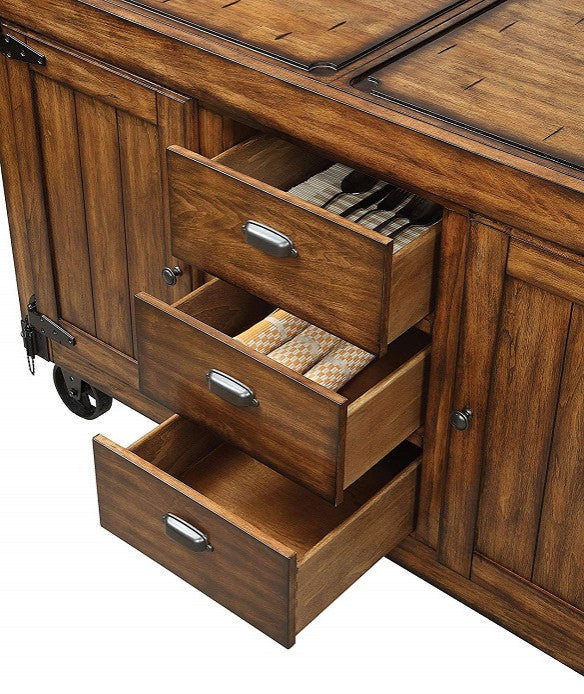 Aldric Distressed Tobacco Industrial Serving Cart