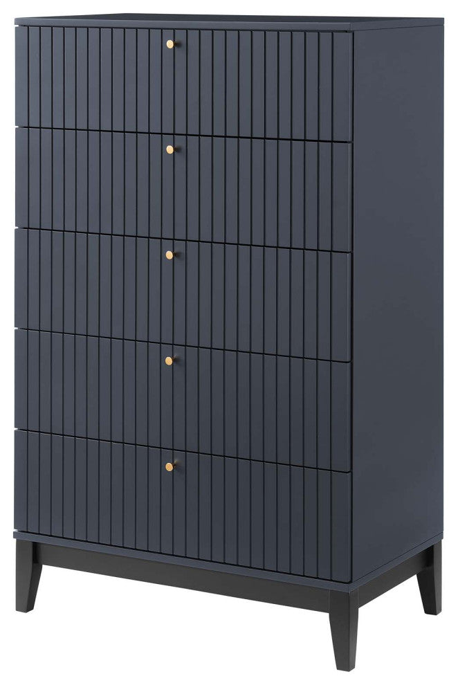 Platform Bed Dresser Chest Nightstand Set, Queen, Blue, Wood, Modern