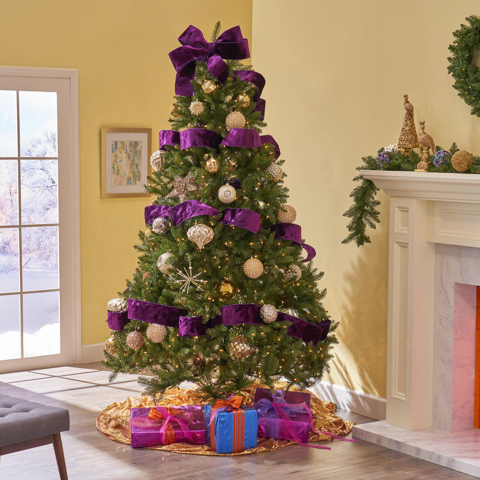 9-foot Fraser Fir Pre-Lit or Unlit Light Hinged Artificial Christmas Tree, Pre-L