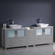 Torino Double Sink Bathroom Cabinets With Tops and Vessel Sinks, Gray 84"