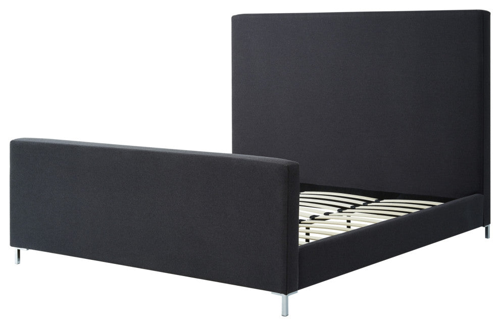 Aberdeen Upholstered  Platform Bed, Charcoal Linen, Queen