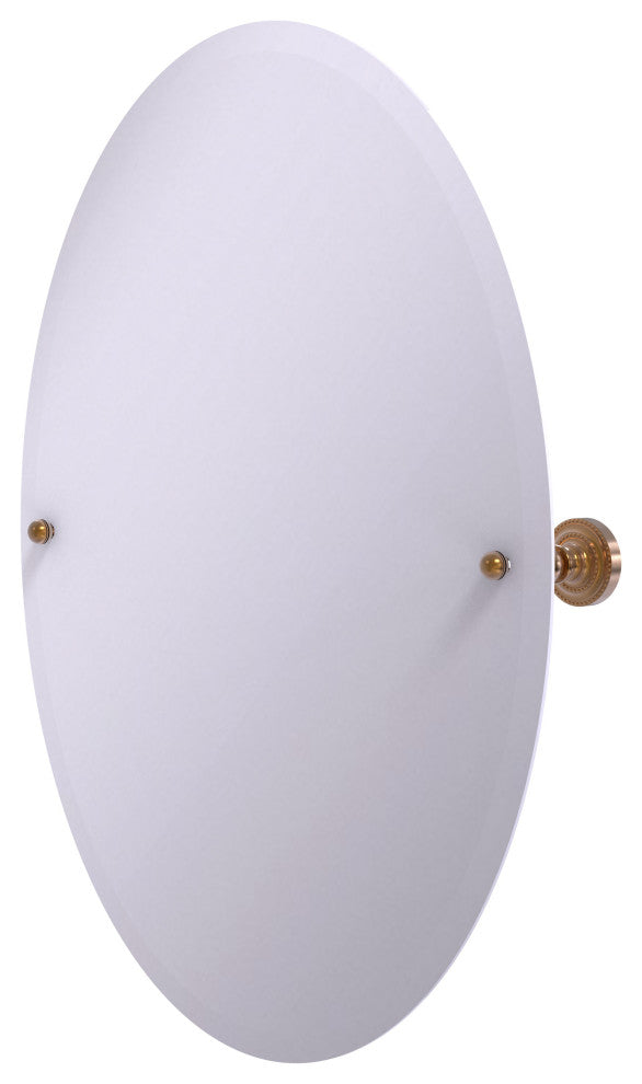 Frameless Oval Tilt Mirror with Beveled Edge, Brushed Bronze
