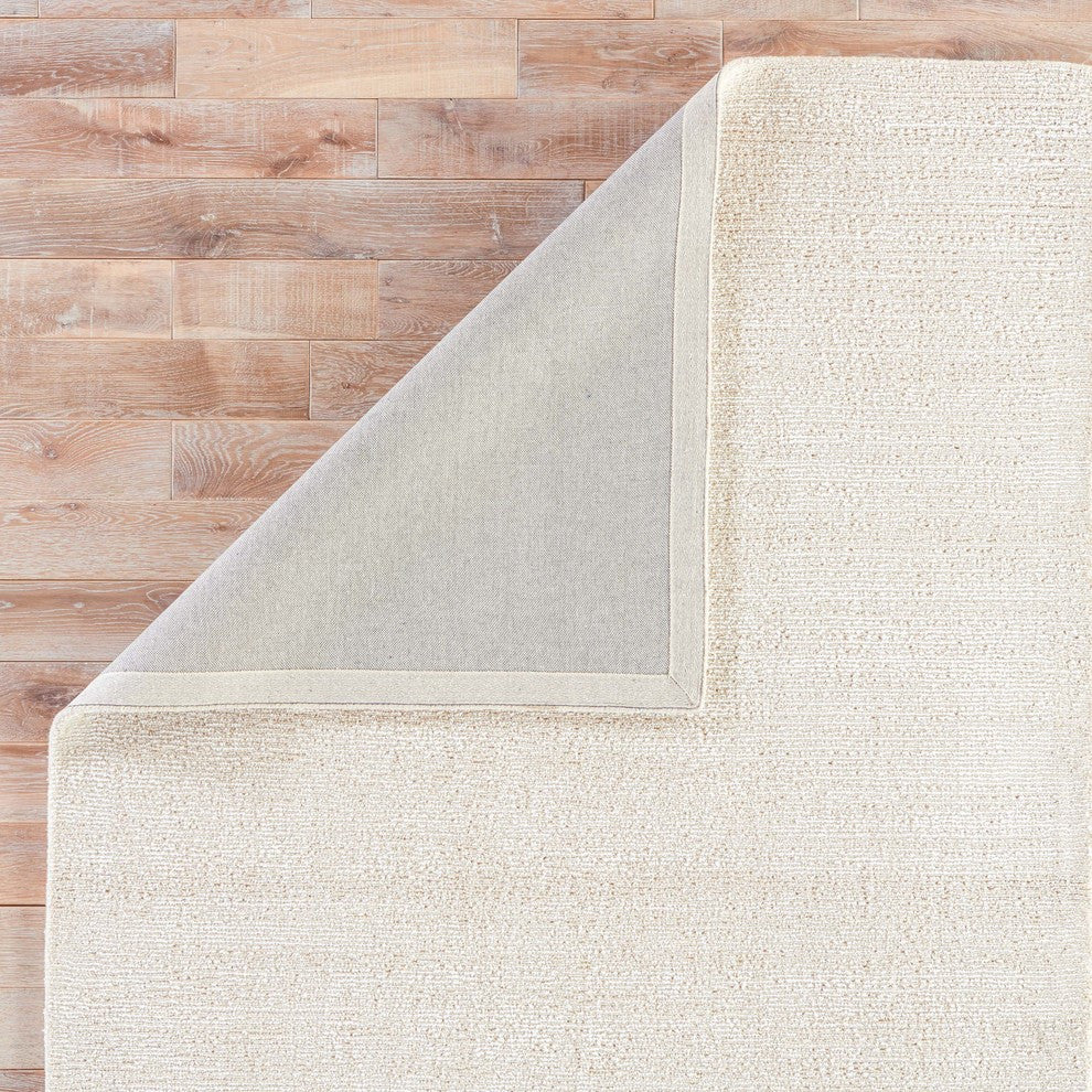 Jaipur Living Kelle Handmade Solid White/Beige Area Rug, 5'x8'