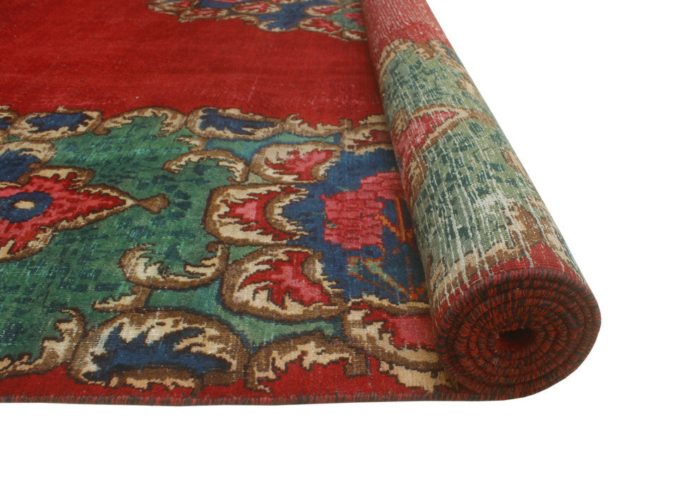 Fine Vintage Distressed Mamlaka Red/Green Rug, 10'5x12'8