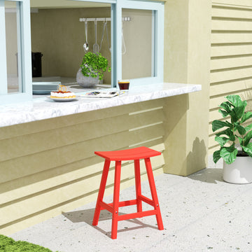 WestinTrends 24" Outdoor Patio Adirondack Plastic Counter Stool, Saddle Seat, Red