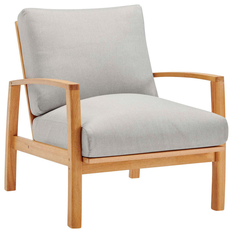 Orlean 4 Piece Outdoor Patio Eucalyptus Wood Set Natural Light Gray