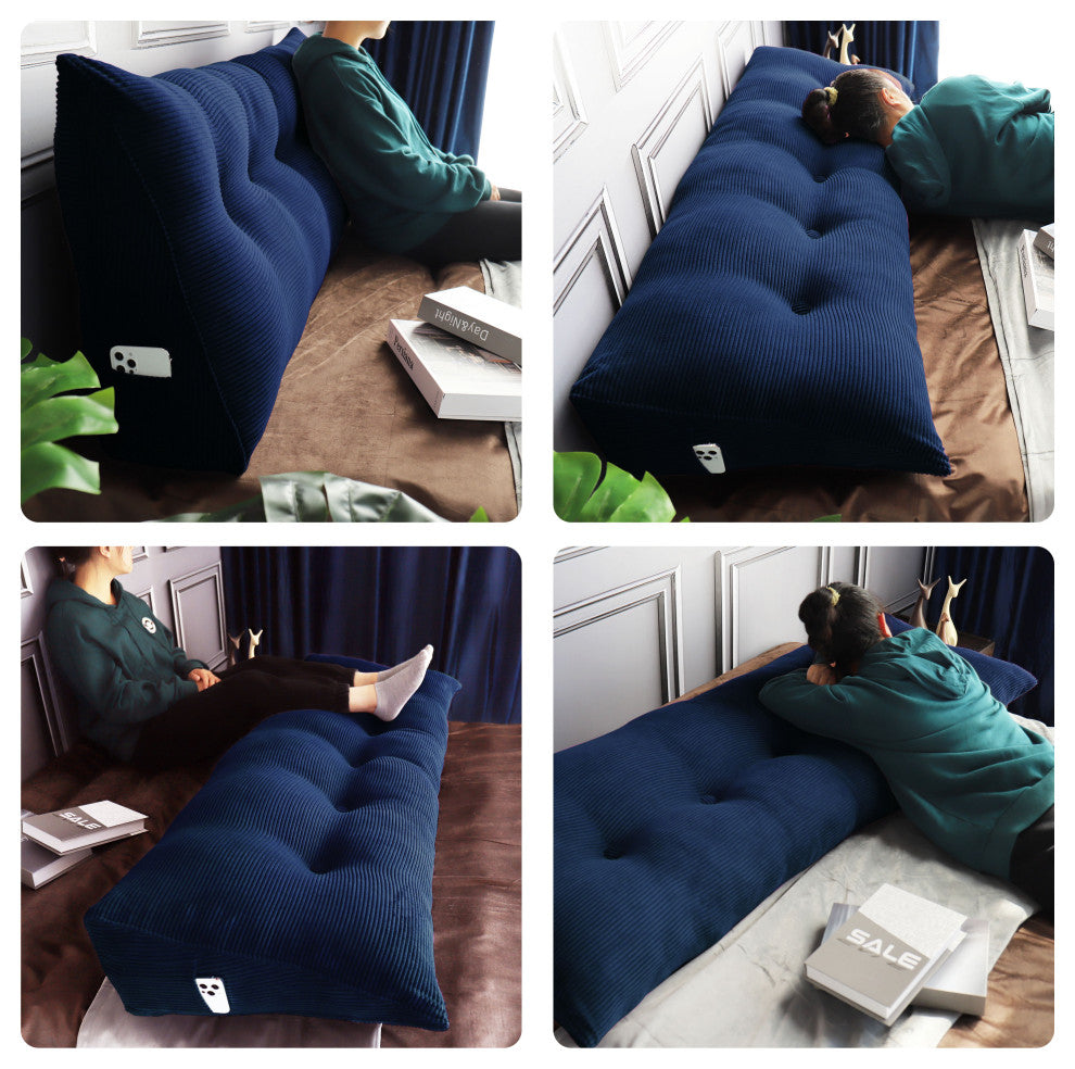 Wedge Pillow, Headboard Cushion, Reading Pillow, Dark Blue, 71x20x8
